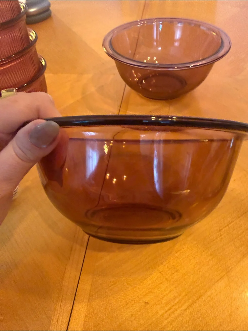 Vintage Pyrex Corning Visions Cranberry Purple 322 1L Glass Mixing Bowls Set 2